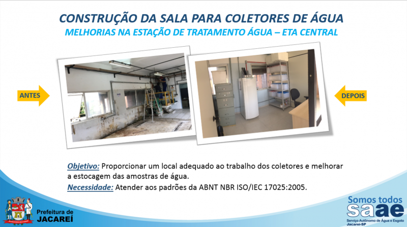 CONSTRUÇÃO DA SALA DE COLETORES DE ÁGUA - MELHORIAS NA ETA CENTRAL 