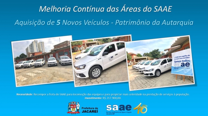 AQUISIÇÃO DE 5 NOVOS VEÍCULOS - PATRIMÔNIO DA AUTARQUIA