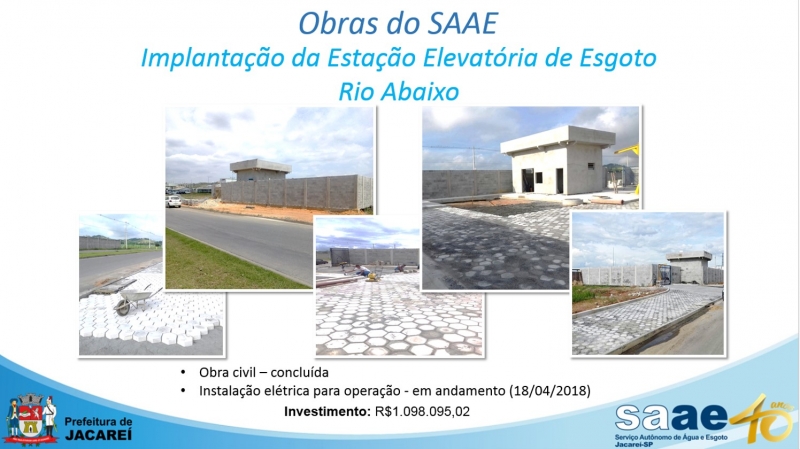 IMPLANTAÇÃO DA ESTAÇÃO ELEVATÓRIA DE ESGOTO RIO ABAIXO EM ANDAMENTO